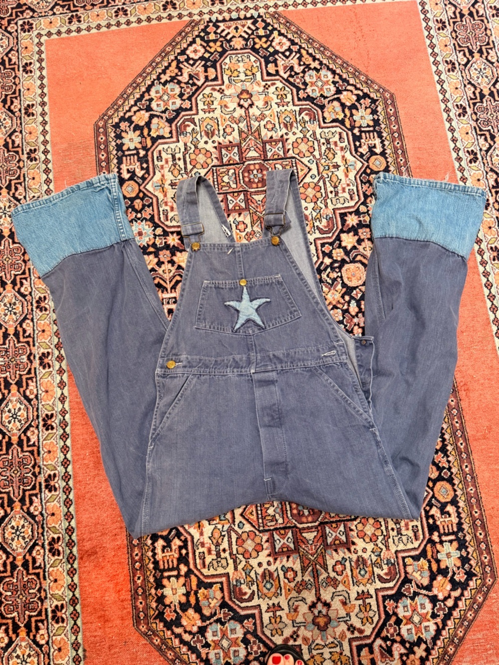 Vintage 1970's Patchwork Denim Overalls Small - Picture 4 of 11